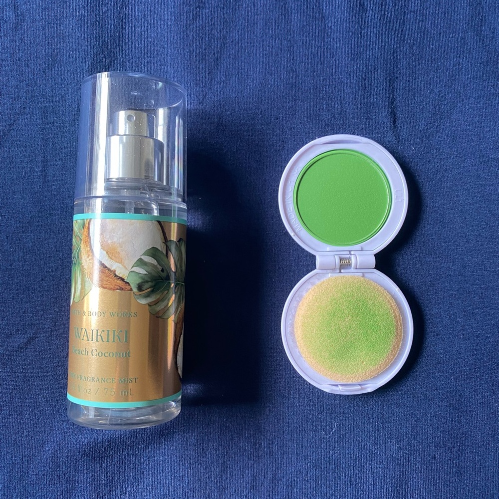 NWT Beach Coconut Fragrance Mist and Green Hair Chalk